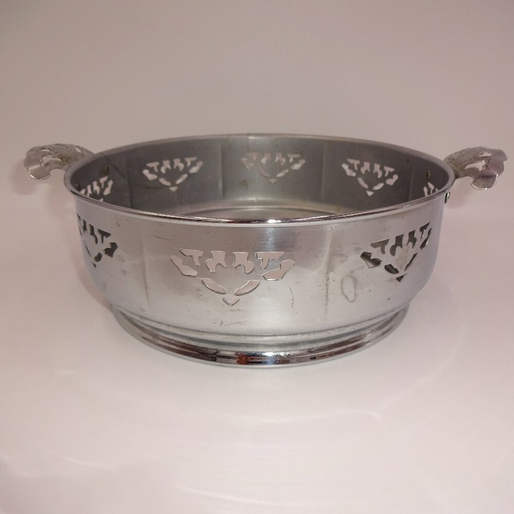 Vintage Forman Family Chrome on Brass Casserole Metal Holder Server Only No Dish
